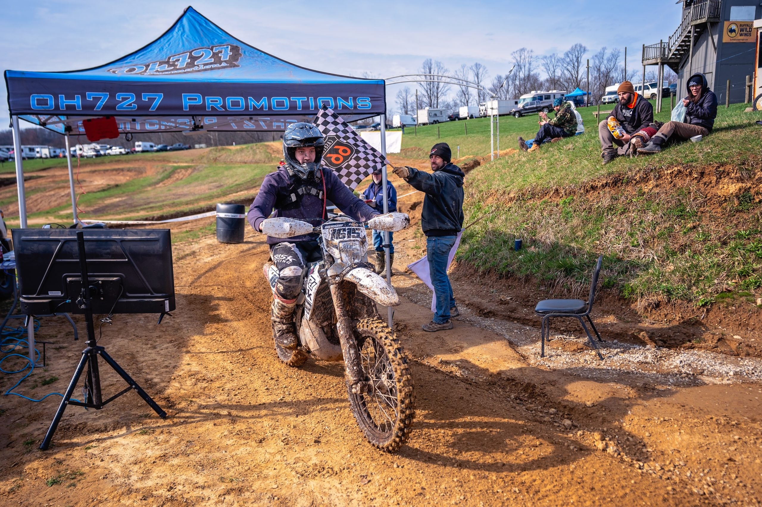 Bentlee Bradekamp crosses the finish line at round one of the Ohio Hard Enduro Championship Series at Cliff's Edge